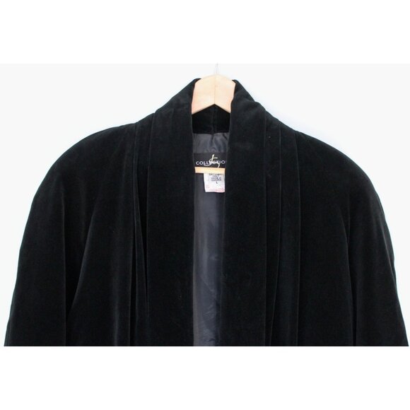Vintage JS Collections Black Velvet Whimsigoth Opera Coat Duster, Size L Large - Picture 2 of 10